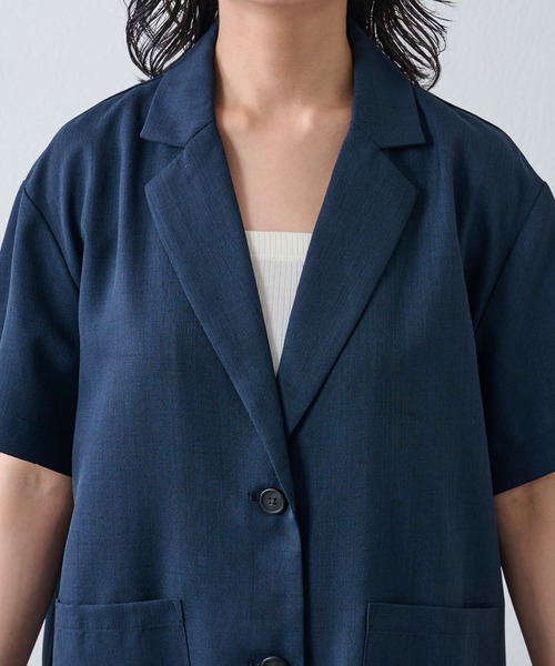 COLONY 2139(コロニートゥーワンスリーナイン)の「リネンライク半袖ジャケットシャツ(テーラードジャケット・レディース・チャコールグレー/グレイッシュベージュ/ネイビー・SMALL/MEDIUM)」の17枚目の写真