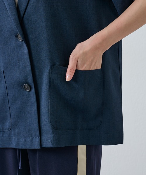 COLONY 2139(コロニートゥーワンスリーナイン)の「リネンライク半袖ジャケットシャツ(テーラードジャケット・レディース・チャコールグレー/グレイッシュベージュ/ネイビー・SMALL/MEDIUM)」の13枚目の写真