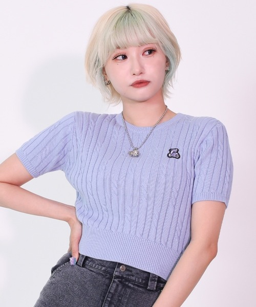 tシャツ 「TRAVAS TOKYO/トラバス トーキョー」Cropped knit Tee/クロップド丈ニットTシャツ レディース TRAVAS TOKYO tシャツ 「TRAVAS TOKYO/トラバス トーキョー