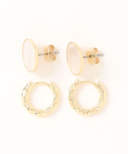 AMERICAN HOLIC(アメリカンホリック)の「シェルサークル×キャッチレスフープピアスセット(ピアス(両耳用)・レディース・ゴールド/シルバー・FREE)」の8枚目の写真