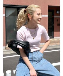 Ungrid（アングリッド）の「オーガニックコットンテレコハーフスリーブTee（Tシャツ/カットソー）」