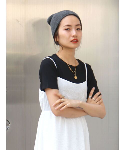 Ungrid(アングリッド)の「オーガニックコットンテレコハーフスリーブTee(Tシャツ/カットソー・レディース・ピンク/アイボリー/ブラック・FREE)」の16枚目の写真