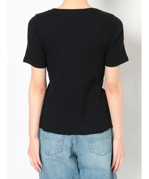 Ungrid(アングリッド)の「オーガニックコットンテレコハーフスリーブTee(Tシャツ/カットソー・レディース・ピンク/アイボリー/ブラック・FREE)」の17枚目の写真