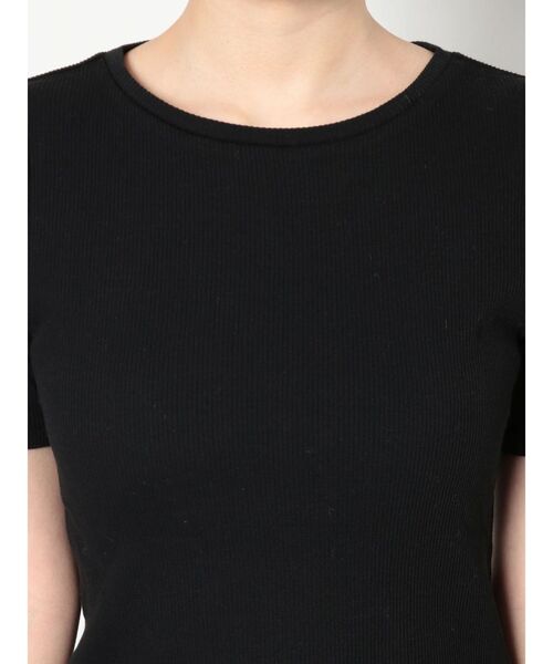 Ungrid(アングリッド)の「オーガニックコットンテレコハーフスリーブTee(Tシャツ/カットソー・レディース・ピンク/アイボリー/ブラック・FREE)」の5枚目の写真