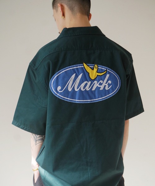 （What it isNt）ART BY MARKGONZALES（ワットイットイズント）の「【（What it isNt）ART BY MARKGONZALES / (ワットイットイズント) アートバイ マークゴンザレス 】 WORK SHIRT ( 半袖ワークシャツ )（シャツ/ブラウス・メンズ・グリーン/ベージュ・L/M）」の2枚目の写真