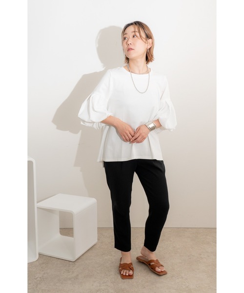 LHELBIE(レルビエ)の「バルーンスリーブカットトップス(Tシャツ/カットソー・レディース・オフホワイト/ネイビー/ブラック・M)」の10枚目の写真