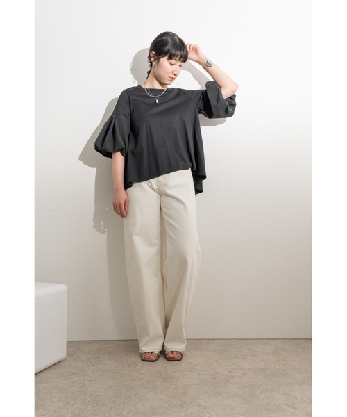 LHELBIE(レルビエ)の「バルーンスリーブカットトップス(Tシャツ/カットソー・レディース・オフホワイト/ネイビー/ブラック・M)」の18枚目の写真