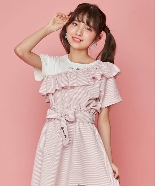 JENNI love（ジェニィラブ）の「ストライプ柄ドッキングトップス