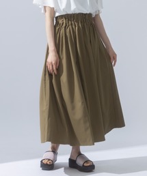 ウエストゴム ギャザー フレア ロングスカート
