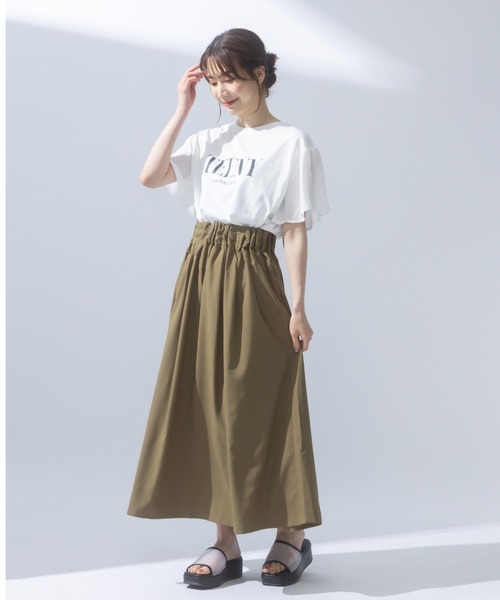 AnNet(アネット)の「ウエストゴム ギャザー フレア ロングスカート(スカート・レディース・カーキ/ブラック/ベージュ・4L/3L/LL)」の19枚目の写真