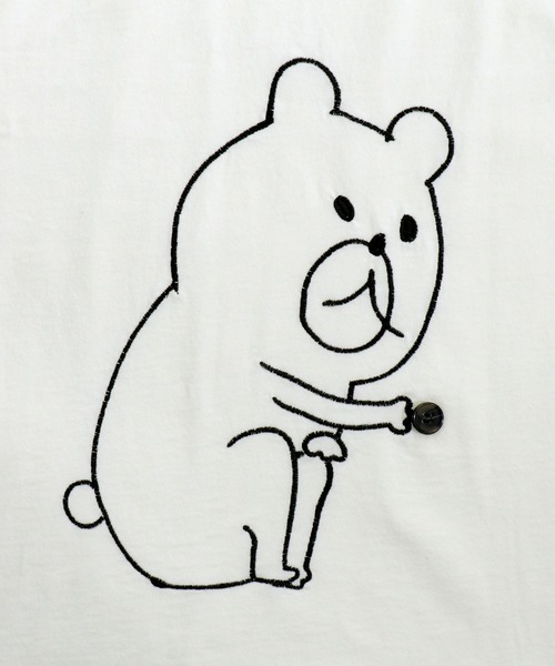 ScoLar Parity（スカラーパリティ）の「332011：あの日なくした大事なものを探しているクマ刺繍T（Tシャツ/カットソー・メンズ・オフホワイト/ブラック/グリーン・M）」の9枚目の写真