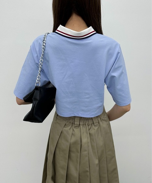 EPIMI E'PIMMY（エピミエピミー）の「ラインカラークロップドポロシャツ（ポロシャツ・レディース・オフホワイト/サックスブルー/ネイビー・MEDIUM）」の17枚目の写真