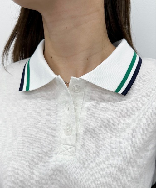 EPIMI E'PIMMY（エピミエピミー）の「ラインカラークロップドポロシャツ（ポロシャツ・レディース・オフホワイト/サックスブルー/ネイビー・MEDIUM）」の7枚目の写真