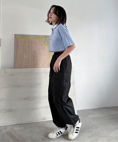 EPIMI E'PIMMY（エピミエピミー）の「ラインカラークロップドポロシャツ（ポロシャツ・レディース・オフホワイト/サックスブルー/ネイビー・MEDIUM）」の22枚目の写真