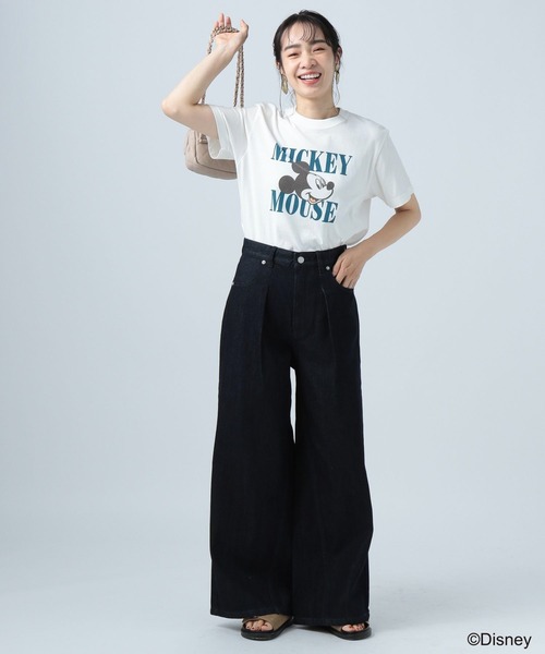 BAYFLOW(ベイフロー)の「ミッキー半袖Tシャツ(Tシャツ/カットソー・レディース・チャコール/サックスブルー/オフホワイト・FREE)」の4枚目の写真