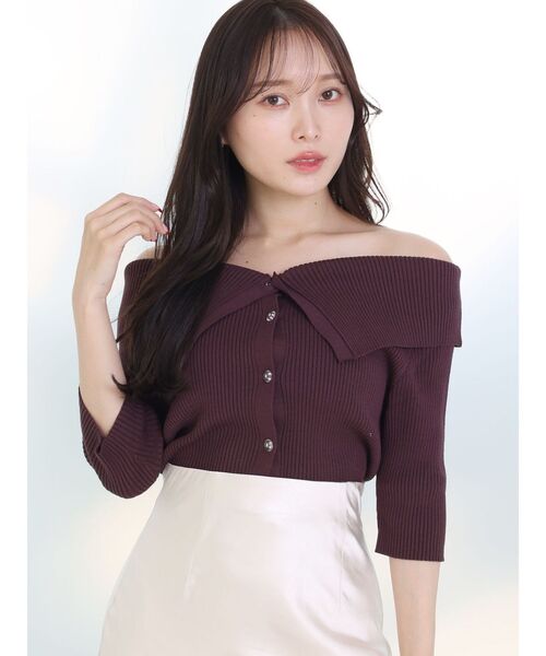 MERCURYDUO（マーキュリーデュオ）の「オフショルケープカーディガン（カーディガン/ボレロ・レディース・ブラウン/オフホワイト/グリーン・FREE）」の11枚目の写真