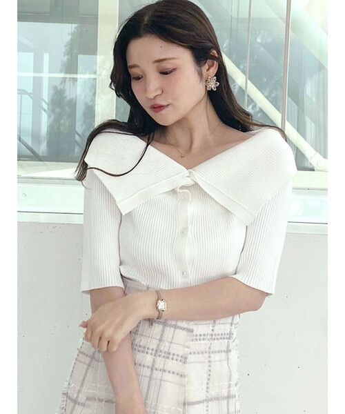 MERCURYDUO（マーキュリーデュオ）の「オフショルケープカーディガン（カーディガン/ボレロ・レディース・ブラウン/オフホワイト/グリーン・FREE）」の13枚目の写真