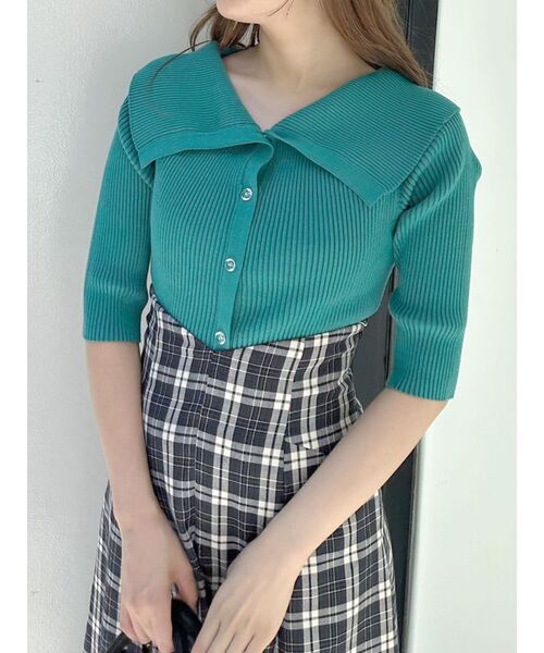 MERCURYDUO（マーキュリーデュオ）の「オフショルケープカーディガン（カーディガン/ボレロ・レディース・ブラウン/オフホワイト/グリーン・FREE）」の21枚目の写真