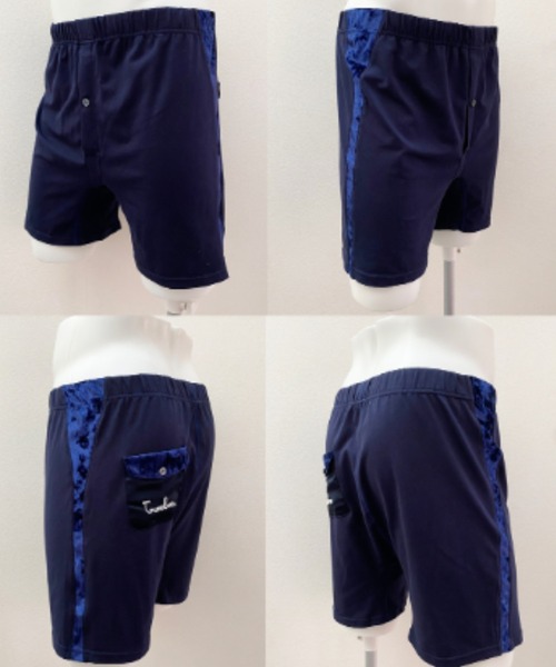 OVER THE TWELVE（オーバーザトゥウェルブ）の「OVER THE TWELVE/オーバー ザ トゥエルヴ/ニットベロアサイド切替後ポケット付きニットトランクス（トランクス・メンズ・ネイビー/ブラック・M/L）」の5枚目の写真