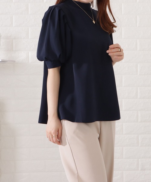 Lace Ladies(レースレディース)の「プチハイネックバルーンスリーブ半袖ブラウス(シャツ/ブラウス・レディース・ブラック/ベージュ/ネイビー/ホワイト・S/FREE)」の4枚目の写真