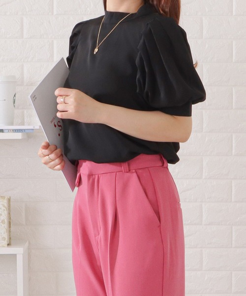 Lace Ladies(レースレディース)の「プチハイネックバルーンスリーブ半袖ブラウス(シャツ/ブラウス・レディース・ブラック/ベージュ/ネイビー/ホワイト・S/FREE)」の18枚目の写真