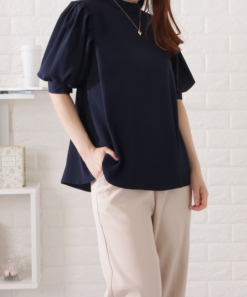Lace Ladies(レースレディース)の「プチハイネックバルーンスリーブ半袖ブラウス(シャツ/ブラウス・レディース・ブラック/ベージュ/ネイビー/ホワイト・S/FREE)」の15枚目の写真