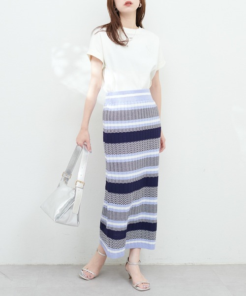 natural couture(ナチュラルクチュール)の「マルチボーダーリブニットスカート(スカート・レディース・ブラック系その他/ブラウン系その他/ブルー系その他・FREE)」の14枚目の写真