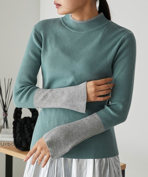 forksy.(フォルクシー)の「【forksy.】【吸湿発熱】袖口配色スリットハイネックリブニット(ニット/セーター・レディース・グレー/アイボリー/ブラック/ブルー/オレンジ/チャコール/ホワイト×ブラック/アイボリー系/ライトグレー系/ブラック系・FREE)」の9枚目の写真