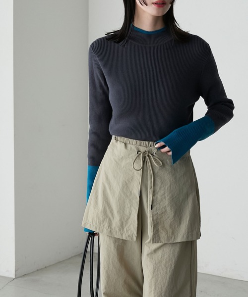 forksy.(フォルクシー)の「【forksy.】【吸湿発熱】袖口配色スリットハイネックリブニット(ニット/セーター・レディース・グレー/アイボリー/ブラック/ブルー/オレンジ/チャコール/ホワイト×ブラック/アイボリー系/ライトグレー系/ブラック系・FREE)」の16枚目の写真