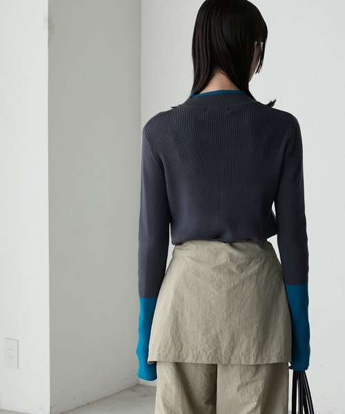 forksy.(フォルクシー)の「【forksy.】【吸湿発熱】袖口配色スリットハイネックリブニット(ニット/セーター・レディース・グレー/アイボリー/ブラック/ブルー/オレンジ/チャコール/ホワイト×ブラック/アイボリー系/ライトグレー系/ブラック系・FREE)」の19枚目の写真