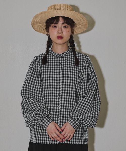 MERLOT(メルロー)の「ボリュームパフスリブラウス(シャツ/ブラウス・レディース・チェック/ブラック/ホワイト・FREE)」の20枚目の写真