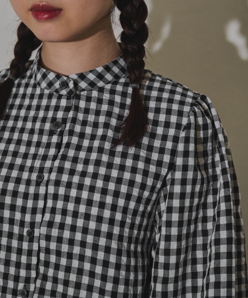 MERLOT(メルロー)の「ボリュームパフスリブラウス(シャツ/ブラウス・レディース・チェック/ブラック/ホワイト・FREE)」の22枚目の写真