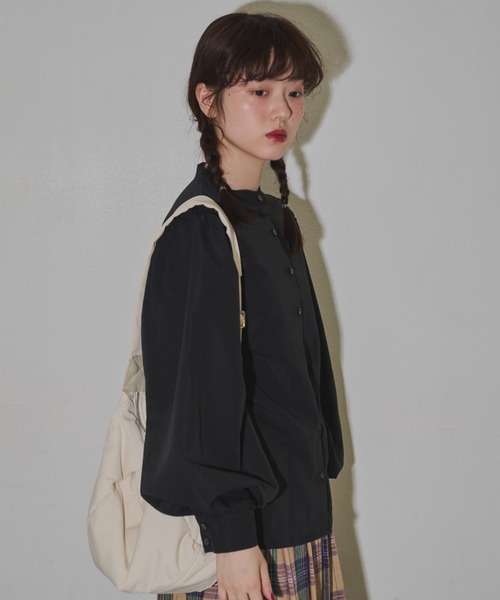 MERLOT(メルロー)の「ボリュームパフスリブラウス(シャツ/ブラウス・レディース・チェック/ブラック/ホワイト・FREE)」の14枚目の写真