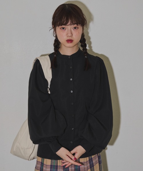 MERLOT(メルロー)の「ボリュームパフスリブラウス(シャツ/ブラウス・レディース・チェック/ブラック/ホワイト・FREE)」の13枚目の写真