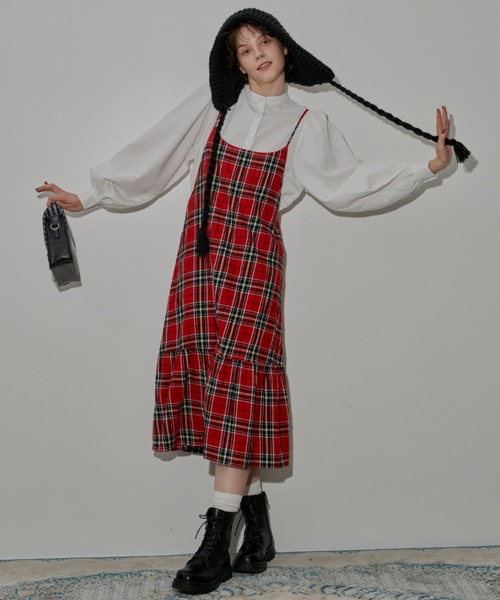 MERLOT(メルロー)の「ボリュームパフスリブラウス(シャツ/ブラウス・レディース・チェック/ブラック/ホワイト・FREE)」の7枚目の写真