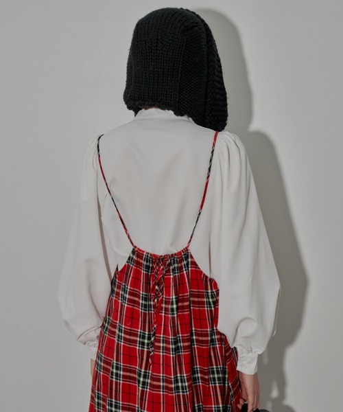 MERLOT(メルロー)の「ボリュームパフスリブラウス(シャツ/ブラウス・レディース・チェック/ブラック/ホワイト・FREE)」の6枚目の写真