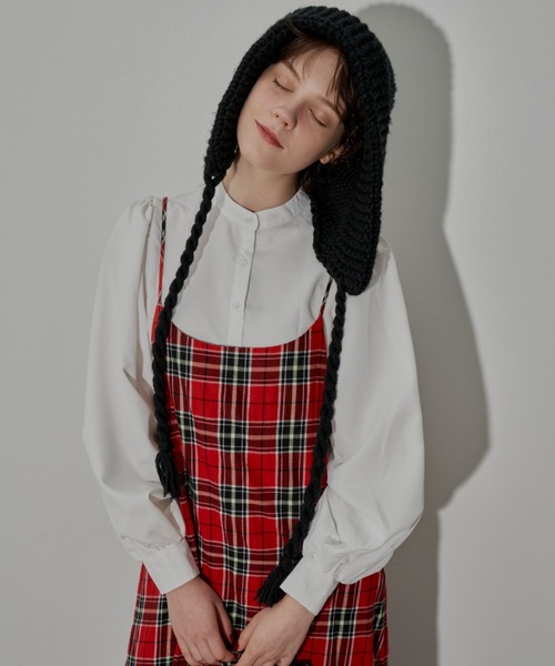 MERLOT(メルロー)の「ボリュームパフスリブラウス(シャツ/ブラウス・レディース・チェック/ブラック/ホワイト・FREE)」の4枚目の写真