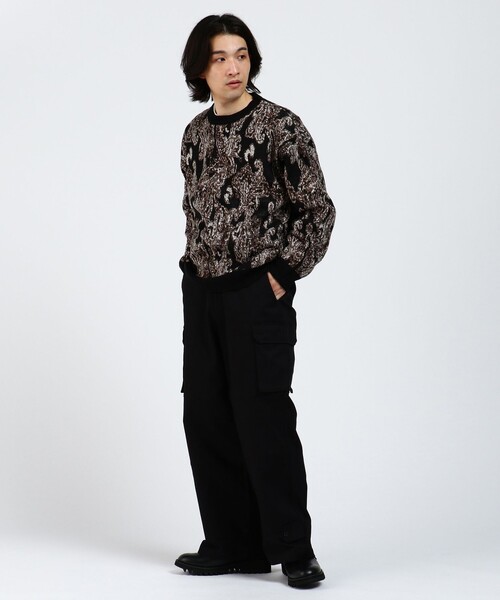 BEAMS HEART（ビームスハート）の「BEAMS HEART / ペイズリー ジャカード ニット（ニット/セーター・メンズ・ブラック/グレー・LARGE/SMALL/MEDIUM）」の6枚目の写真