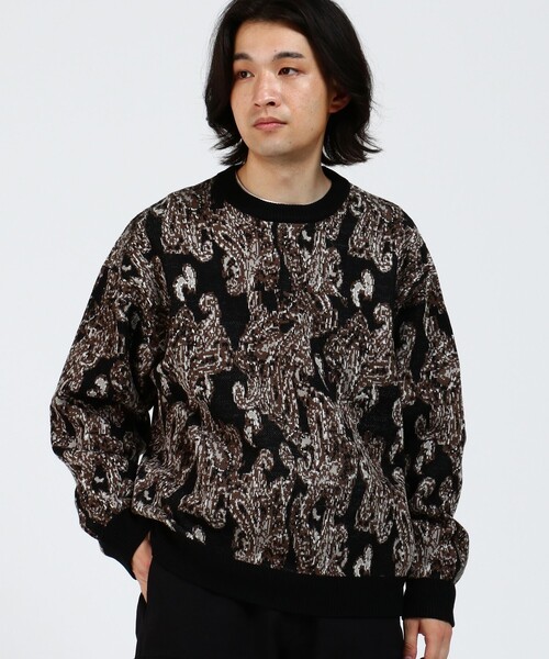 BEAMS HEART（ビームスハート）の「BEAMS HEART / ペイズリー ジャカード ニット（ニット/セーター・メンズ・ブラック/グレー・LARGE/SMALL/MEDIUM）」の8枚目の写真