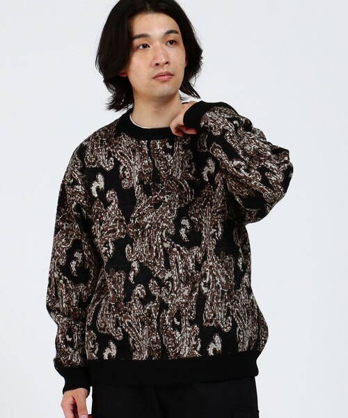 BEAMS HEART（ビームスハート）の「BEAMS HEART / ペイズリー ジャカード ニット（ニット/セーター・メンズ・ブラック/グレー・LARGE/SMALL/MEDIUM）」の10枚目の写真