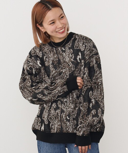 BEAMS HEART（ビームスハート）の「BEAMS HEART / ペイズリー ジャカード ニット（ニット/セーター・メンズ・ブラック/グレー・LARGE/SMALL/MEDIUM）」の20枚目の写真