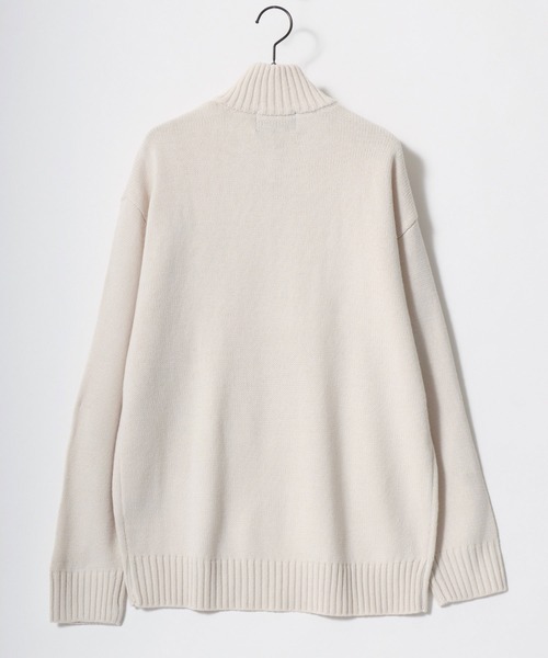 BEVERLY HILLS POLO CLUB（ビバリーヒルズポロクラブ）の「BEVERLY HILLS POLO CLUB/ビバリーヒルズポロクラブ オーバーサイズ ロゴ ワンポイント刺繍 無地 ボーダー ハーフジップ ニット/長袖 トップス プルオーバー/レディース メンズ（ニット/セーター・レディース・ネイビー/ホワイト系その他/アイボリー/ブラック/ブラック系その他/ベージュ/ライトグレー・L/LL/M）」の22枚目の写真