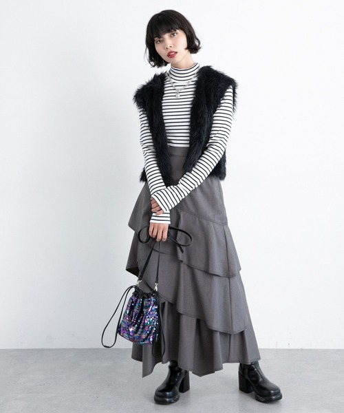 PAGEBOY（ページボーイ）の「ハイネックショートテレコ（Tシャツ/カットソー・レディース・ブラック/オフホワイト/ホワイト系その他/チャコールグレー・FREE）」の9枚目の写真