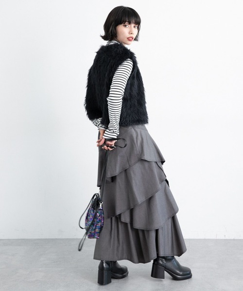 PAGEBOY（ページボーイ）の「ハイネックショートテレコ（Tシャツ/カットソー・レディース・ブラック/オフホワイト/ホワイト系その他/チャコールグレー・FREE）」の10枚目の写真