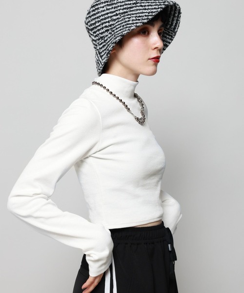 PAGEBOY（ページボーイ）の「ハイネックショートテレコ（Tシャツ/カットソー・レディース・ブラック/オフホワイト/ホワイト系その他/チャコールグレー・FREE）」の6枚目の写真