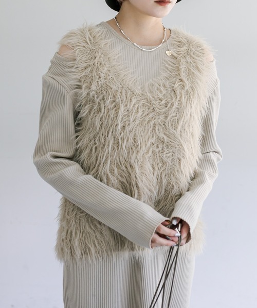 mystic(ミスティック)の「シャギーニットベスト(ベスト・レディース・ベージュ/アイボリー/グレー・FREE)」の17枚目の写真