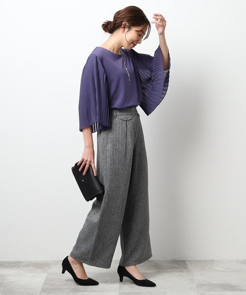 DRESKIP（ドレスキップ）の「◆【セットアップ可】ツイード調 ポケットデザイン ワイドパンツ（その他パンツ・レディース・ダークブラウン/ブラック/グレー・03/02/04）」の6枚目の写真