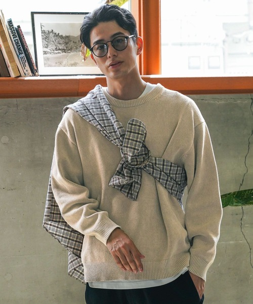 BAYFLOW(ベイフロー)の「Finedaysカラーニットプルオーバー(ニット/セーター・メンズ・ブルー/ワイン/カーキ/イエロー/ベージュ/チャコール・LARGE/MEDIUM/SMALL)」の7枚目の写真