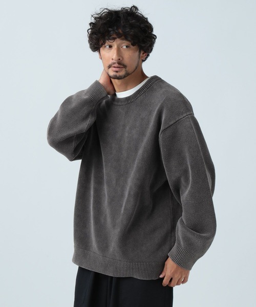 BAYFLOW(ベイフロー)の「Finedaysカラーニットプルオーバー(ニット/セーター・メンズ・ブルー/ワイン/カーキ/イエロー/ベージュ/チャコール・LARGE/MEDIUM/SMALL)」の14枚目の写真