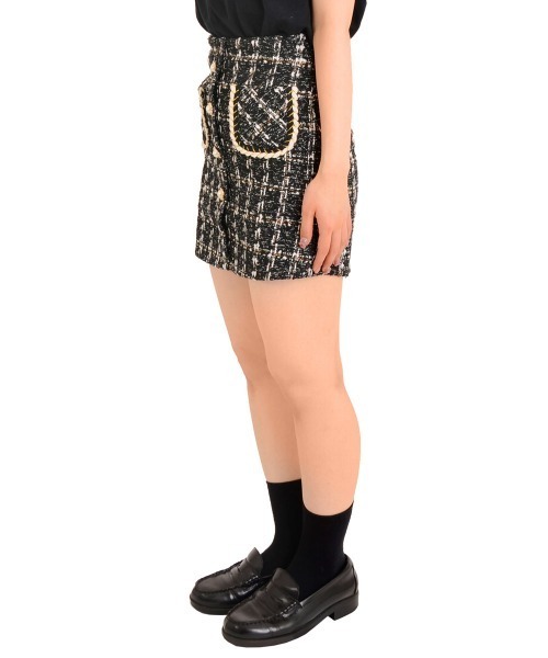 i-dare(アイディア)の「【i-dare】パールボタン ツイードスカート(スカート・レディース・ブラック/カーキ・SMALL/MEDIUM/LARGE/X-LARGE)」の15枚目の写真